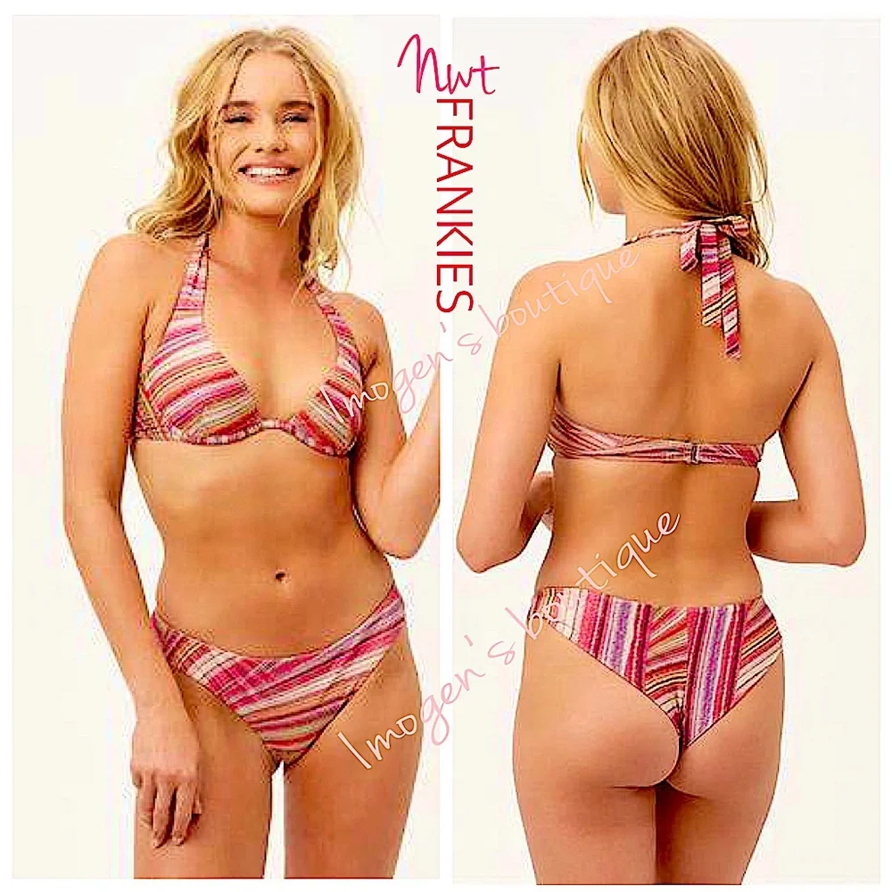 NWT FRANKIES shimmy (LorXS choice top S bot) purple blue high leg bandeau